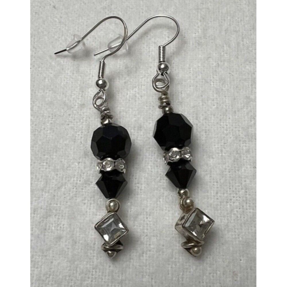 Artisan 925 Sterling‎ Silver  Faceted Crystal Earrings Hook